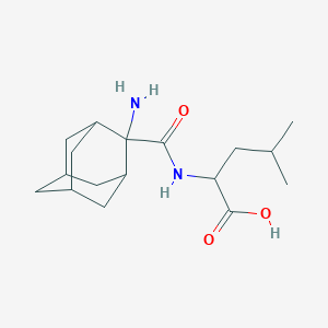 molecular formula C17H28N2O3 B13987760 2-[(2-Aminoadamantane-2-carbonyl)amino]-4-methylpentanoic acid CAS No. 56643-59-5