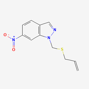 molecular formula C11H11N3O2S B13987775 6-Nitro-1-[(prop-2-en-1-ylsulfanyl)methyl]-1h-indazole CAS No. 24240-48-0