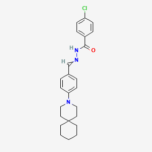 molecular formula C24H28ClN3O B13987784 N-[[4-(3-azaspiro[5.5]undecan-3-yl)phenyl]methylideneamino]-4-chlorobenzamide CAS No. 60948-28-9