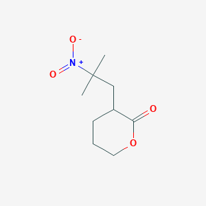 molecular formula C9H15NO4 B13988017 Tetrahydro-3-(2-methyl-2-nitropropyl)-2H-pyran-2-one 