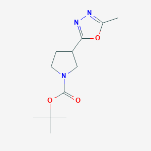 molecular formula C12H19N3O3 B13988369 Tert-butyl 3-(5-methyl-1,3,4-oxadiazol-2-YL)pyrrolidine-1-carboxylate 