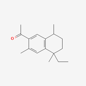 molecular formula C17H24O B13988567 Ethanone,1-(5-ethyl-5,6,7,8-tetrahydro-3,5,8-trimethyl-2-naphthalenyl)- CAS No. 27507-73-9