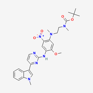 molecular formula C29H35N7O5 B13988588 tert-Butyl N-[2-[[5-methoxy-4-[[4-(1-methylindol-3-yl)pyrimidin-2-yl]amino]-2-nitrophenyl]-methylamino]ethyl]-N-methylcarbamate 