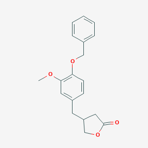 molecular formula C19H20O4 B139890 Dihydro-4-[[3-methoxy-4-(phenylmethoxy)phenyl]methyl]-2(3H)-furanone CAS No. 92831-74-8