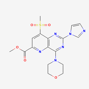 molecular formula C17H18N6O5S B13989065 Methyl 2-(1H-imidazol-1-yl)-8-(methylsulfonyl)-4-morpholin-4-ylpyrido[3,2-d]pyrimidine-6-carboxylate 