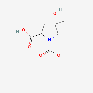 molecular formula C11H19NO5 B13989081 4-Hydroxy-4-methyl-1-[(2-methylpropan-2-yl)oxycarbonyl]pyrrolidine-2-carboxylic acid 