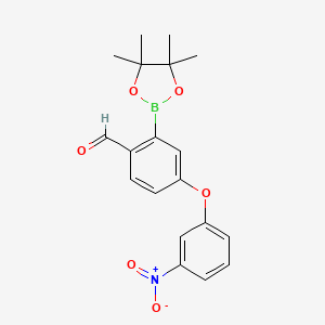 molecular formula C19H20BNO6 B13989131 4-(3-Nitro-phenoxy)-2-(4,4,5,5-tetramethyl-[1,3,2]dioxaborolan-2-yl)-benzaldehyde 