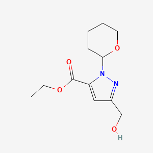 molecular formula C12H18N2O4 B13989133 Ethyl 5-(hydroxymethyl)-2-tetrahydropyran-2-yl-pyrazole-3-carboxylate 