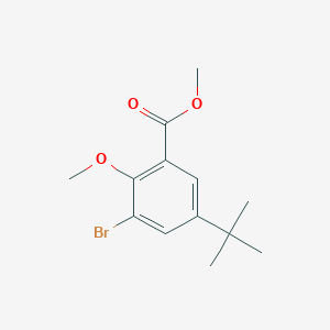 molecular formula C13H17BrO3 B13989226 Methyl 3-bromo-5-tert-butyl-2-methoxybenzoate 