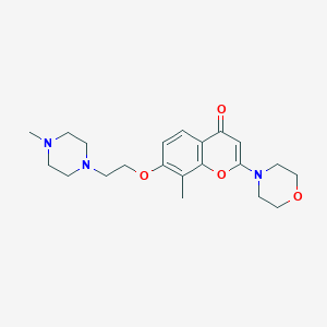 molecular formula C21H29N3O4 B139895 8-Methyl-7-(2-(4-methyl-1-piperazinyl)ethoxy)-2-(4-morpholinyl)-4H-1-benzopyran-4-one CAS No. 141308-25-0