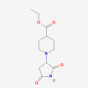 molecular formula C12H18N2O4 B1398994 Ethyl 1-(2,5-dioxopyrrolidin-3-yl)piperidine-4-carboxylate CAS No. 1455853-00-5