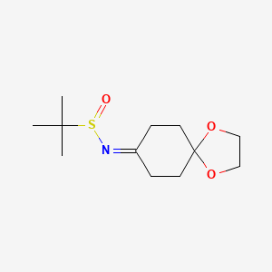 molecular formula C12H21NO3S B13990734 N-(1,4-dioxaspiro[4.5]dec-8-ylidene)-2-methylpropane-2-sulfinamide 