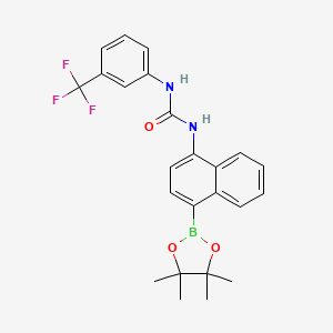 molecular formula C24H24BF3N2O3 B1399091 1-(4-(4,4,5,5-Tetramethyl-1,3,2-dioxaborolan-2-yl)naphthalen-1-yl)-3-(3-(trifluoromethyl)phenyl)urea CAS No. 1414938-25-2