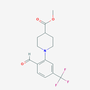 molecular formula C15H16F3NO3 B13990916 Methyl 1-(2-formyl-5-(trifluoromethyl)phenyl)piperidine-4-carboxylate 