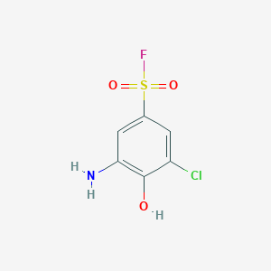 molecular formula C6H5ClFNO3S B13990931 Benzenesulfonyl fluoride, 3-amino-5-chloro-4-hydroxy- CAS No. 22243-87-4