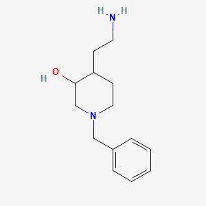 molecular formula C14H22N2O B13991101 4-(2-Aminoethyl)-1-benzylpiperidin-3-ol 