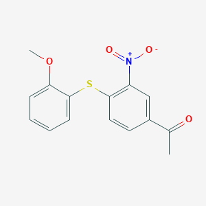 molecular formula C15H13NO4S B1399112 Ethanone, 1-[4-[(2-methoxyphenyl)thio]-3-nitrophenyl]- CAS No. 19688-46-1