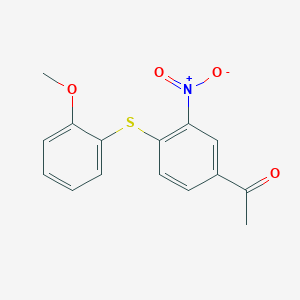 molecular formula C15H13NO4S B1399112 1-{4-[(2-Methoxyphenyl)sulfanyl]-3-nitrophenyl}ethan-1-one CAS No. 19688-46-1
