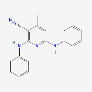 molecular formula C19H16N4 B13991147 3-Pyridinecarbonitrile, 4-methyl-2,6-bis(phenylamino)- CAS No. 51566-48-4