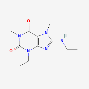 molecular formula C11H17N5O2 B13991167 3-Ethyl-8-(ethylamino)-1,7-dimethylpurine-2,6-dione CAS No. 7464-86-0