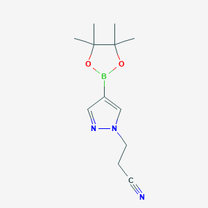 molecular formula C12H18BN3O2 B1399122 4-(4,4,5,5-Tetramethyl-1,3,2-dioxaborolan-2-yl)-1H-pyrazole-1-propanenitrile CAS No. 1022092-33-6