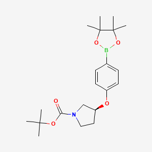 molecular formula C21H32BNO5 B13991324 (S)-tert-butyl 3-(4-(4,4,5,5-tetramethyl-1,3,2-dioxaborolan-2-yl)phenoxy)pyrrolidine-1-carboxylate CAS No. 1383793-75-6