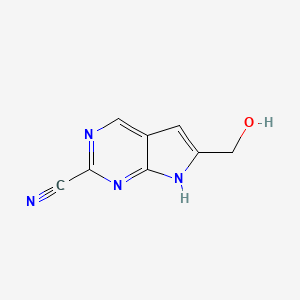 molecular formula C8H6N4O B1399142 6-(hydroxymethyl)-7H-pyrrolo[2,3-d]pyrimidine-2-carbonitrile CAS No. 1375302-32-1