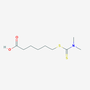 molecular formula C9H17NO2S2 B13991463 6-[(Dimethylcarbamothioyl)sulfanyl]hexanoic acid CAS No. 94646-69-2