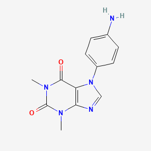 molecular formula C13H13N5O2 B13991623 3,7-Dihydro-7-(4-aminophenyl)-1,3-dimethyl-1H-purine-2,6-dione CAS No. 963-48-4