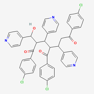 molecular formula C42H32Cl3N3O4 B13991629 4-(4-Chlorobenzoyl)-1,7-bis(4-chlorophenyl)-2-[hydroxy(pyridin-4-yl)methyl]-3,5-di(pyridin-4-yl)heptane-1,7-dione CAS No. 71568-56-4