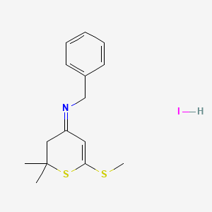 molecular formula C15H20INS2 B13991645 N-benzyl-2,2-dimethyl-6-methylsulfanyl-3H-thiopyran-4-imine;hydroiodide CAS No. 86795-66-6