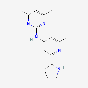 molecular formula C16H21N5 B1399172 (4,6-Dimethyl-pyrimidin-2-yl)-(2-methyl-6-pyrrolidin-2-yl-pyridin-4-yl)-amine CAS No. 1361111-73-0