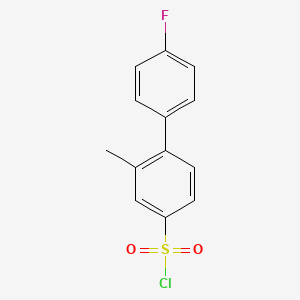 molecular formula C13H10ClFO2S B13991762 4'-Fluoro-2-methyl-[1,1'-biphenyl]-4-sulfonyl chloride 