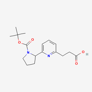 molecular formula C17H24N2O4 B1399180 3-(6-(1-(tert-Butoxycarbonyl)pyrrolidin-2-yl)pyridin-2-yl)propanoic acid CAS No. 1361114-82-0