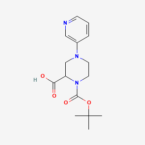 molecular formula C15H21N3O4 B1399185 1-(Tert-butoxycarbonyl)-4-(pyridin-3-yl)piperazine-2-carboxylic acid CAS No. 1316217-37-4