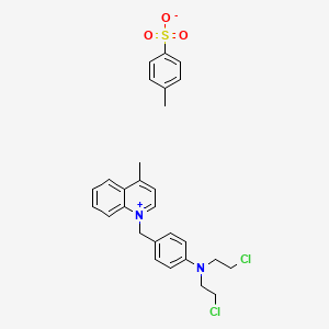 molecular formula C28H30Cl2N2O3S B13991879 1-({4-[Bis(2-chloroethyl)amino]phenyl}methyl)-4-methylquinolin-1-ium 4-methylbenzene-1-sulfonate CAS No. 6756-64-5