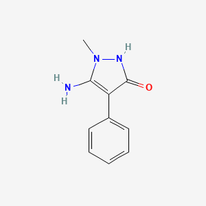 molecular formula C10H11N3O B13991943 3H-Pyrazol-3-one, 5-amino-1,2-dihydro-1-methyl-4-phenyl- 