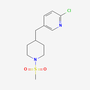 molecular formula C12H17ClN2O2S B1399195 2-Chloro-5-((1-(methylsulfonyl)piperidin-4-yl)methyl)pyridine CAS No. 1316225-93-0