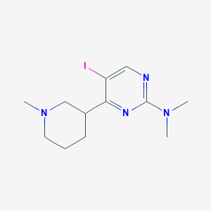 molecular formula C12H19IN4 B1399199 5-iodo-N,N-dimethyl-4-(1-methylpiperidin-3-yl)pyrimidin-2-amine CAS No. 1361115-99-2