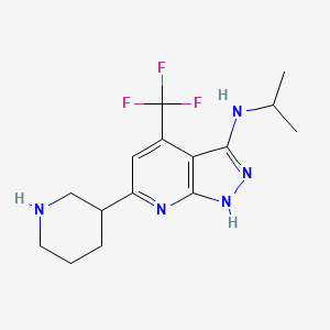 molecular formula C15H20F3N5 B1399203 N-isopropyl-6-(piperidin-3-yl)-4-(trifluoromethyl)-1H-pyrazolo[3,4-b]pyridin-3-amine CAS No. 1316225-60-1