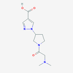 molecular formula C12H18N4O3 B1399205 1-(1-(2-(Dimethylamino)acetyl)pyrrolidin-3-yl)-1H-pyrazole-4-carboxylic acid CAS No. 1316219-85-8