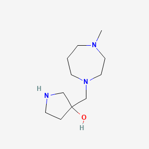 molecular formula C11H23N3O B1399206 3-((4-Methyl-1,4-diazepan-1-yl)methyl)pyrrolidin-3-ol CAS No. 1316225-70-3