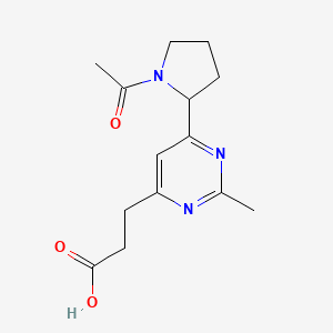 molecular formula C14H19N3O3 B1399210 3-(6-(1-Acetylpyrrolidin-2-yl)-2-methylpyrimidin-4-yl)propanoic acid CAS No. 1316218-21-9