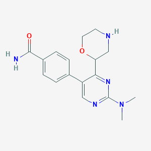 molecular formula C17H21N5O2 B1399217 4-(2-(Dimethylamino)-4-(morpholin-2-yl)pyrimidin-5-yl)benzamide CAS No. 1316219-87-0