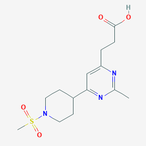 molecular formula C14H21N3O4S B1399218 3-[6-(1-Methanesulfonyl-piperidin-4-yl)-2-methyl-pyrimidin-4-yl]-propionic acid CAS No. 1316226-03-5