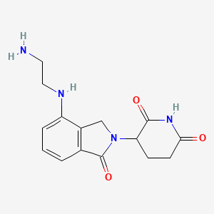 molecular formula C15H18N4O3 B13992221 3-[4-(2-Aminoethylamino)-1-oxo-isoindolin-2-yl]piperidine-2,6-dione 