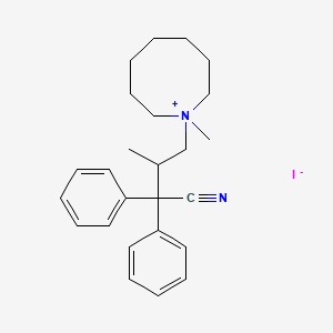 molecular formula C25H33IN2 B13992262 1-(3-Cyano-2-methyl-3,3-diphenylpropyl)-1-methylazocan-1-ium iodide CAS No. 7468-06-6