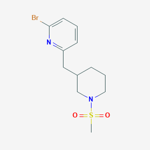 molecular formula C12H17BrN2O2S B1399232 2-Bromo-6-((1-(methylsulfonyl)piperidin-3-yl)methyl)pyridine CAS No. 1316217-39-6