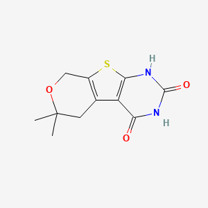 molecular formula C11H12N2O3S B13992341 12,12-dimethyl-11-oxa-8-thia-4,6-diazatricyclo[7.4.0.02,7]trideca-1(9),2(7)-diene-3,5-dione 