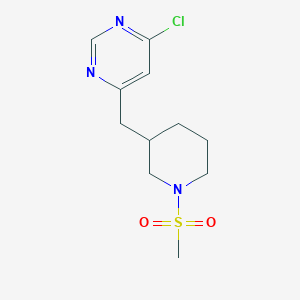 molecular formula C11H16ClN3O2S B1399243 4-Chloro-6-(1-methanesulfonyl-piperidin-3-ylmethyl)-pyrimidine CAS No. 1316223-13-8